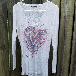 Nally & Millie Tops - Nally & Millie Burnout Heart Top Size Large Nally & Millie Tops - Nally & Millie Burnout Heart Top Size Large